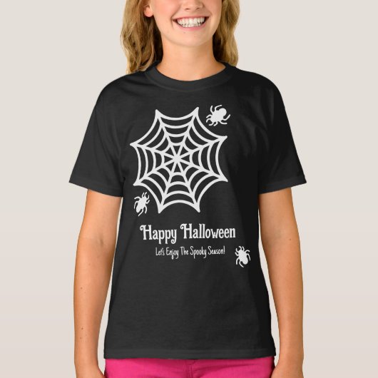 Gepersonaliseerde Spiderweb Halloween T-shirt (Voorkant)