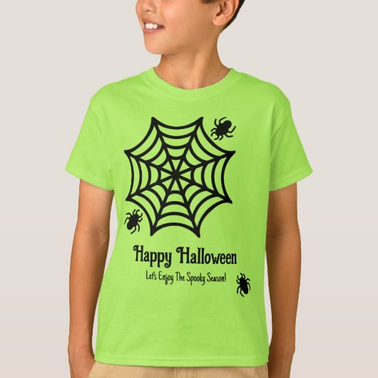 Gepersonaliseerde Spiderweb Halloween T-shirt (Voorkant)