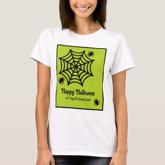 Gepersonaliseerde Spiderweb Halloween T-shirt (Voorkant)