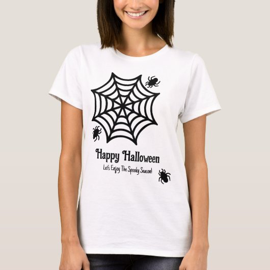 Gepersonaliseerde Spiderweb Halloween T-shirt (Voorkant)