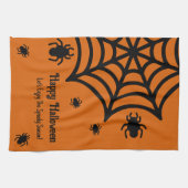 Gepersonaliseerde Spiderweb Halloween Theedoek (Horizontaal)