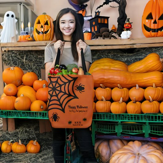 Gepersonaliseerde Spiderweb Halloween Tote Bag