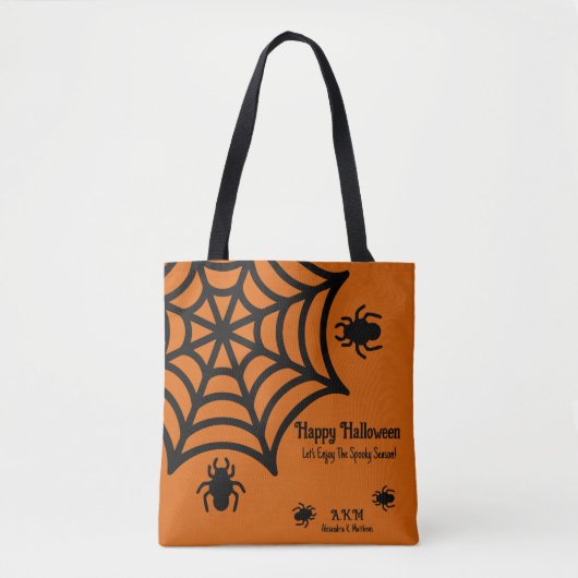 Gepersonaliseerde Spiderweb Halloween Tote Bag (Voorkant)