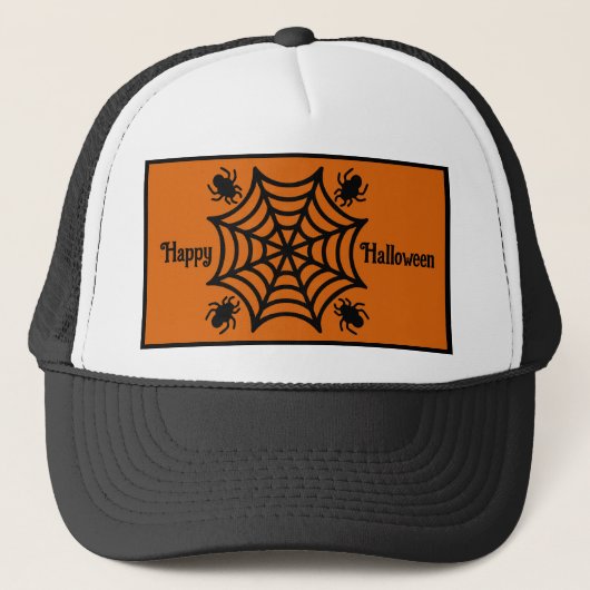 Gepersonaliseerde Spiderweb Halloween Trucker Pet (Voorkant)