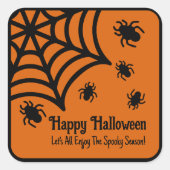 Gepersonaliseerde Spiderweb Halloween Vierkante Sticker (Voorkant)