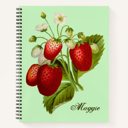 Gepersonaliseerde spiraalnotitieboek met aardbeien notitieboek (Voorkant)