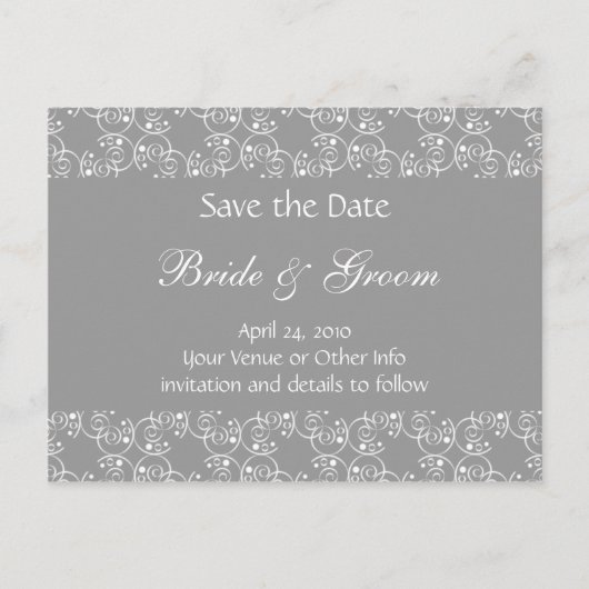 Gepersonaliseerde Spiral Swirls Save the Date Aankondigingskaart (Voorkant)