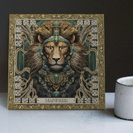 Gepersonaliseerde Spirit Lion Tribal Juwelen Tegeltje