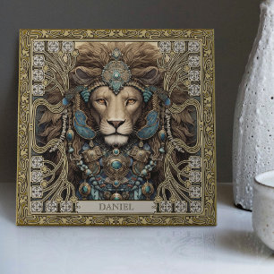 Gepersonaliseerde Spirit Lion Tribal Juwelen Tegeltje