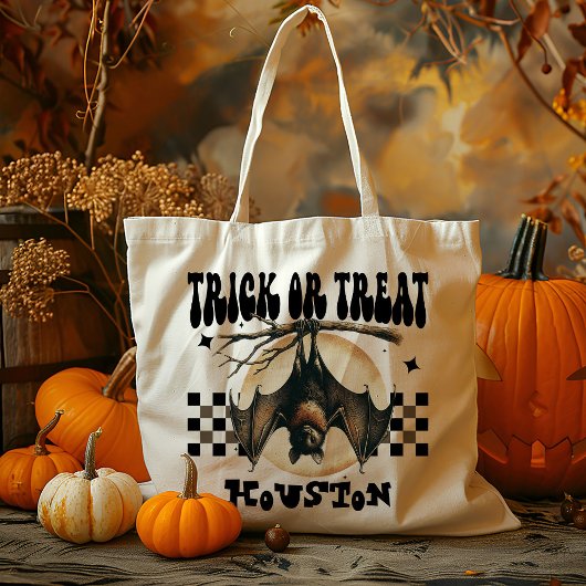 Gepersonaliseerde Spooky Bat Trick or treat Snoep Tote Bag