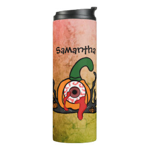 Gepersonaliseerde Spooky Bloodshot Pumpkin Thermosbeker