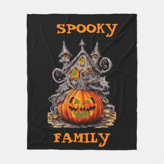 Gepersonaliseerde spooky familie enge pompoen Hall Fleece Deken (Voorkant)