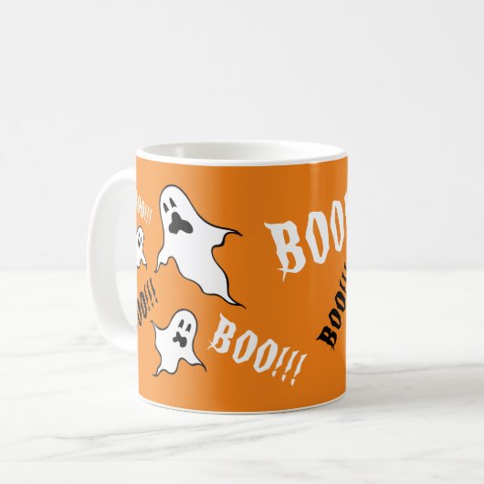 Gepersonaliseerde Spooky Halloween Ghosts Coffee M Koffiemok (Voorkant links)