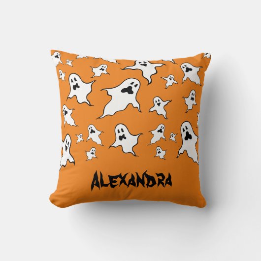 Gepersonaliseerde Spooky Halloween Ghosts Throw Cu Kussen (Voorkant)