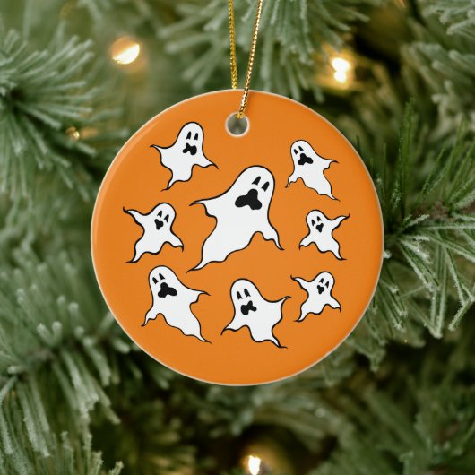 Gepersonaliseerde Spooky Halloween Ghosts Tree Orn Keramisch Ornament (Boom)