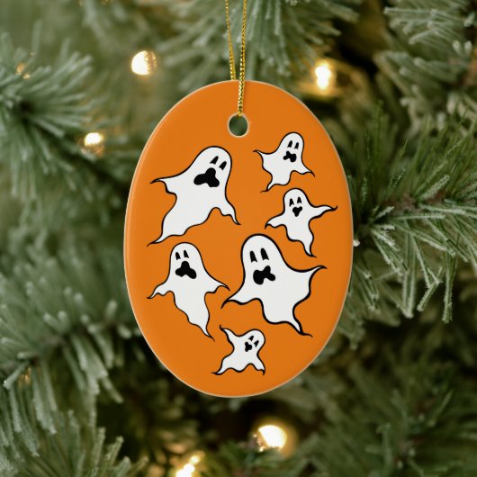 Gepersonaliseerde Spooky Halloween Ghosts Tree Orn Keramisch Ornament (Boom)