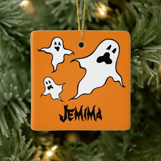 Gepersonaliseerde Spooky Halloween Ghosts Tree Orn Keramisch Ornament (Boom)