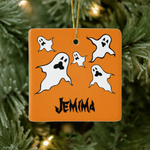 Gepersonaliseerde Spooky Halloween Ghosts Tree Orn Keramisch Ornament