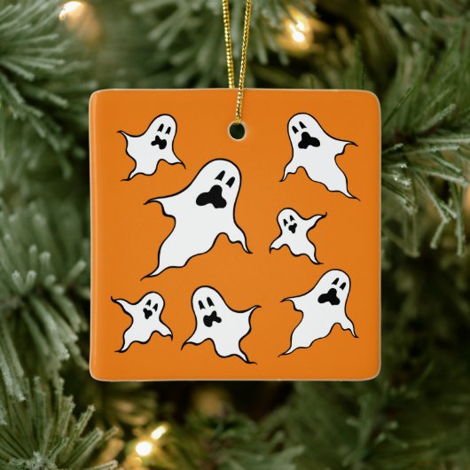 Gepersonaliseerde Spooky Halloween Ghosts Tree Orn Keramisch Ornament (Boom)