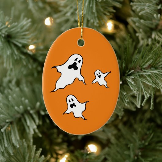 Gepersonaliseerde Spooky Halloween Ghosts Tree Orn Keramisch Ornament (Boom)