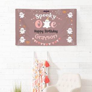 Gepersonaliseerde Spooky Ooky Halloween Verjaardag Spandoek