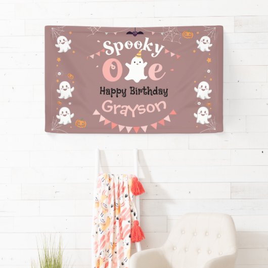 Gepersonaliseerde Spooky Ooky Halloween Verjaardag Spandoek (Insitu)
