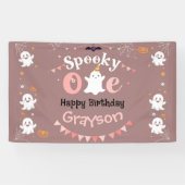 Gepersonaliseerde Spooky Ooky Halloween Verjaardag Spandoek (Horizontaal)