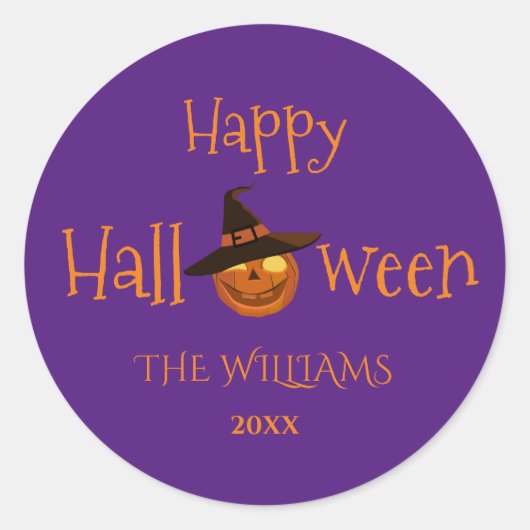 Gepersonaliseerde Spooky Pumpkins Halloween Ronde Sticker (Voorkant)