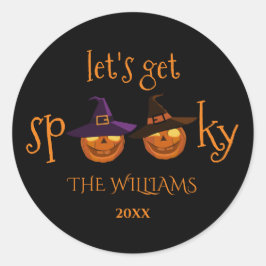 Gepersonaliseerde Spooky Pumpkins Halloween Ronde Sticker