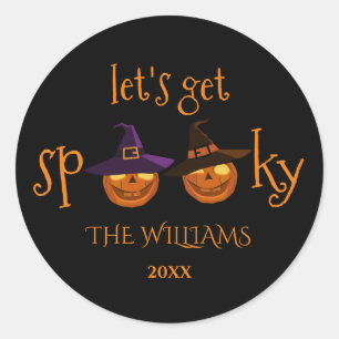 Gepersonaliseerde Spooky Pumpkins Halloween Ronde Sticker