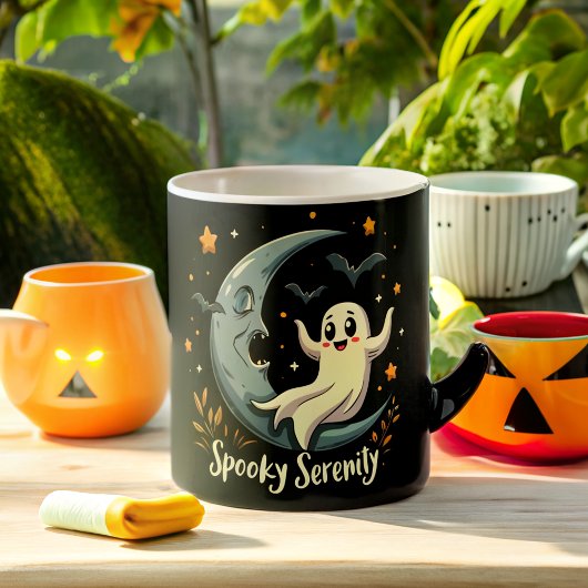 Gepersonaliseerde Spooky Serenity Halloween Ghost Koffiemok