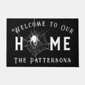 Gepersonaliseerde Spooky Spiderweb Halloween Home Deurmat (Voorkant)
