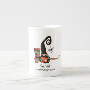 Gepersonaliseerde Spooky Witch's Pet en Boot Porselein Kop