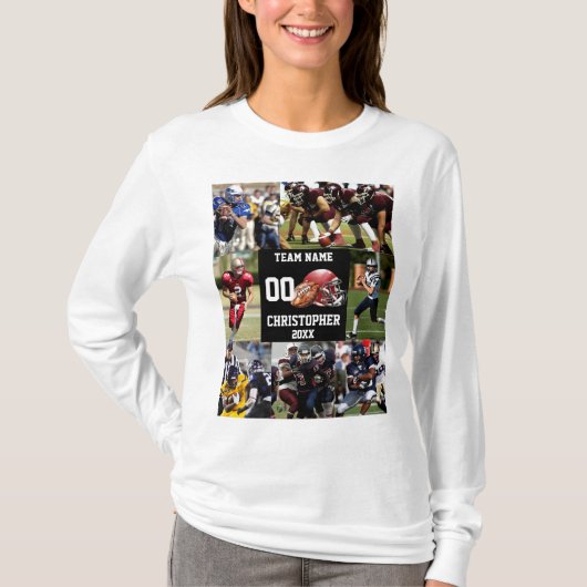 Gepersonaliseerde Sport Fotocollage Football T-shirt (Voorkant)