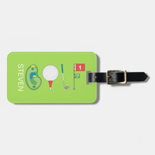 Gepersonaliseerde Sport Golf speler naam Bagagelabel (Voorkant horizontaal)