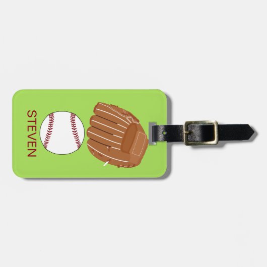 Gepersonaliseerde Sport Honkbal en handschoen Bagagelabel (Voorkant horizontaal)