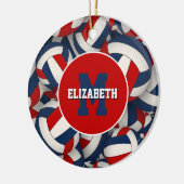 gepersonaliseerde sport rode witte volleybal keramisch ornament (Links)