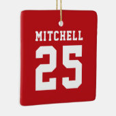 Gepersonaliseerde Sport Rood Keramisch Ornament (Rechts)