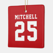 Gepersonaliseerde Sport Rood Keramisch Ornament (Links)