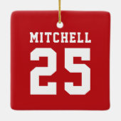 Gepersonaliseerde Sport Rood Keramisch Ornament (Achterkant)