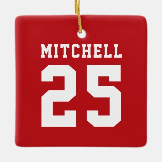Gepersonaliseerde Sport Rood Keramisch Ornament (Voorkant)
