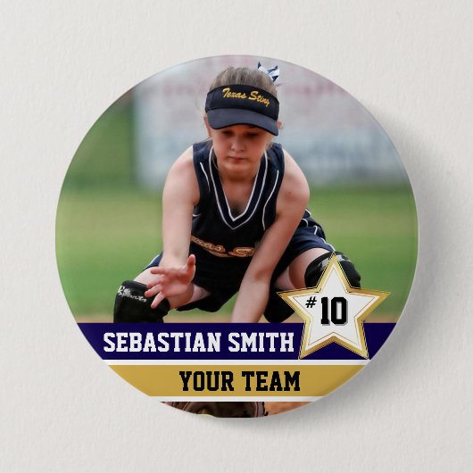 Gepersonaliseerde Sport Team Foto Buttonnen & Pins Ronde Button 7,6 Cm (Voorkant)