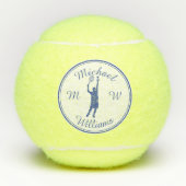 Gepersonaliseerde Sport Tennis Speler Blauw Silhou Tennisballen (Voorkant)