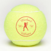 Gepersonaliseerde Sport Tennis Speler Red Silhouet Tennisballen (Voorkant)