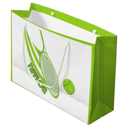 Gepersonaliseerde sporten met naam tennis groot cadeauzakje (Voorkant Gekanteld)