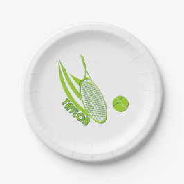 Gepersonaliseerde sporten met naam tennis papieren bordje