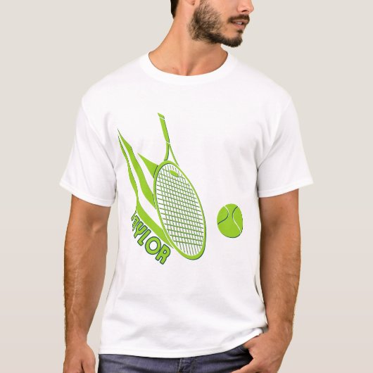 Gepersonaliseerde sporten met naam tennis t-shirt (Voorkant)