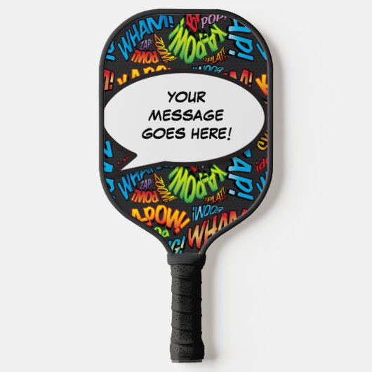 Gepersonaliseerde spraak bubbel grappig cool strip pickleball paddle (Voorkant)