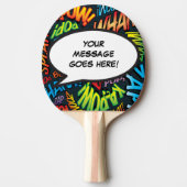 Gepersonaliseerde spraak bubbel grappig cool strip tafeltennisbatje (Voorkant)
