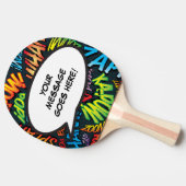 Gepersonaliseerde spraak bubbel grappig cool strip tafeltennisbatje (Zijkant)